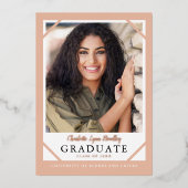 Trendy Rose Gold Foil Abschluss Ankündigung (Vorderseite)