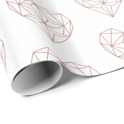 Trendy Rose Gold Foil Geometric Herzmuster Geschenkpapier (Rolleneckpunkt)