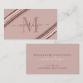 Trendy Rose Gold Foil Kupfer Brush Monogram Visitenkarte (Vorne/Hinten)