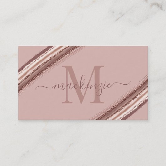Trendy Rose Gold Foil Kupfer Brush Monogram Visitenkarte (Vorderseite)