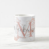 Trendy Rose Gold Foil Marble Monogram Kaffeetasse (Mittel)