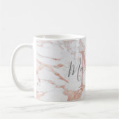 Trendy Rose Gold Foil Marble Monogram Kaffeetasse (Links)