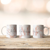 Trendy Rose Gold Foil Marble Monogram Kaffeetasse