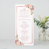 Trendy Rose Gold Frame Floral Wedding Programm (Stehend Vorderseite)