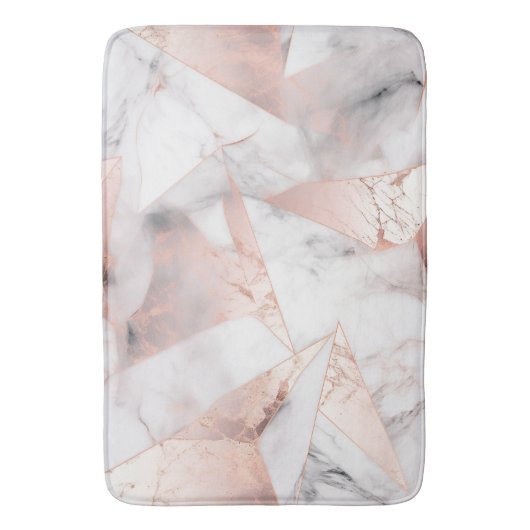Trendy Rose Gold Geometric Marble Badematte (Vorderseite Vertikal)