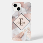 Trendy Rose Gold Geometric Marble Case-Mate iPhone Hülle (Rückseite)