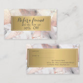 Trendy Rose Gold Geometric Marble Empfehlungskarte (Vorne/Hinten)