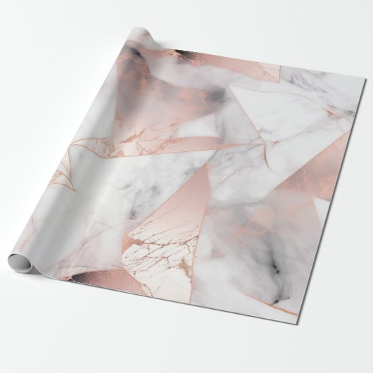 Trendy Rose Gold Geometric Marble Geschenkpapier (Ungerollt)