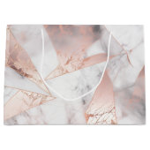 Trendy Rose Gold Geometric Marble Große Geschenktüte (Vorderseite)