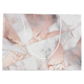 Trendy Rose Gold Geometric Marble Große Geschenktüte (Rückseite)