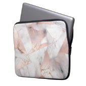 Trendy Rose Gold Geometric Marble Laptopschutzhülle (Vorderseite Links)