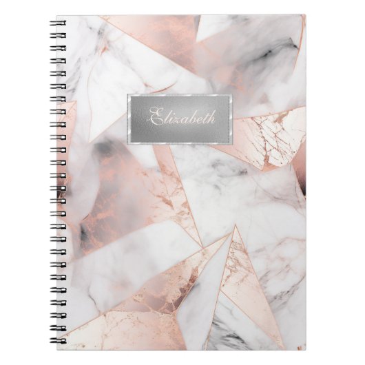 Trendy Rose Gold Geometric Marble Notizblock (Vorderseite)