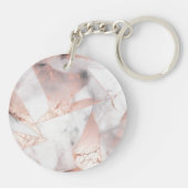 Trendy Rose Gold Geometric Marble Schlüsselanhänger (Rückseite)