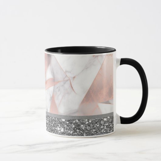 Trendy Rose Gold Geometric Marble Tasse (Rechts)