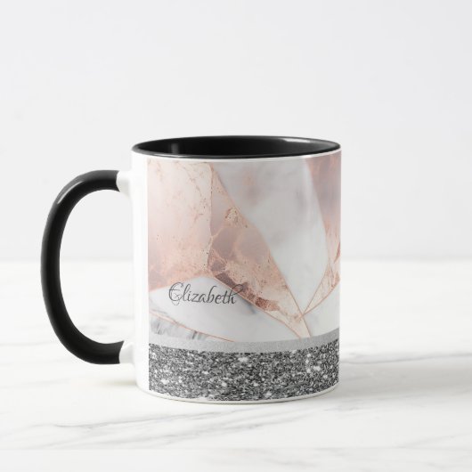 Trendy Rose Gold Geometric Marble Tasse (Links)