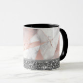 Trendy Rose Gold Geometric Marble Tasse (VorderseiteRechts)