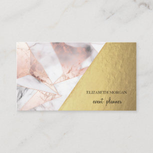 Trendy Rose Gold Geometric Marble Visitenkarte
