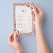 Trendy Rose Gold Glitzer Beauty Salon Menü (Handgriff)