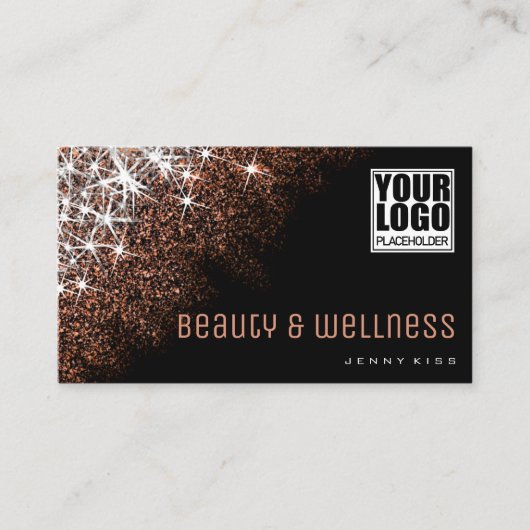 Trendy Rose Gold Glitzer Berufliches Wellness Visitenkarte (Vorderseite)