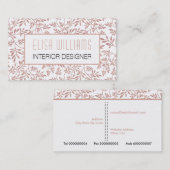 Trendy Rose Gold Glitzer Blätter Blumenmuster Visitenkarte (Vorne/Hinten)