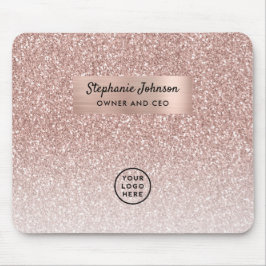 Trendy Rose Gold Glitzer Boss Lady CEO Logo Mousepad
