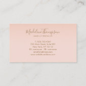 Trendy Rose Gold Glitzer Elegante Script Monogram Visitenkarte (Rückseite)