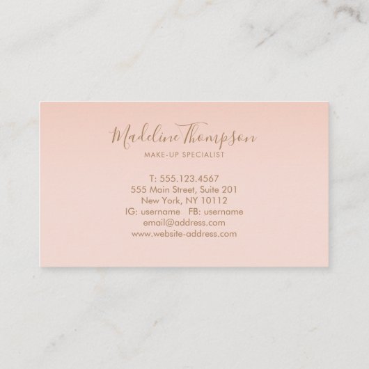 Trendy Rose Gold Glitzer Elegante Script Monogram Visitenkarte (Rückseite)