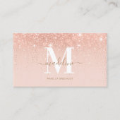 Trendy Rose Gold Glitzer Elegante Script Monogram Visitenkarte (Vorderseite)