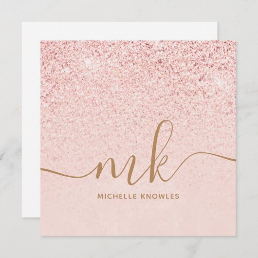 Trendy Rose Gold Glitzer Extravagante Initialen un (Vorne/Hinten)