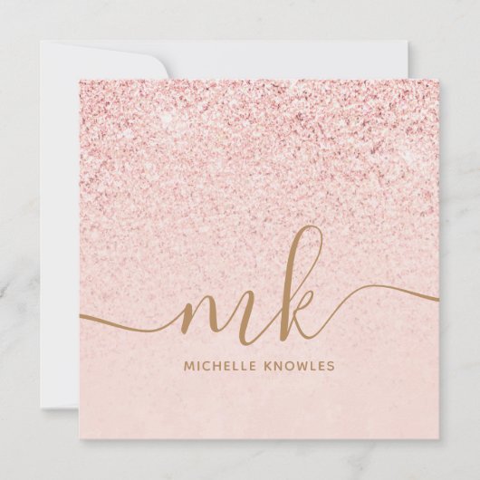 Trendy Rose Gold Glitzer Extravagante Initialen un (Vorderseite)