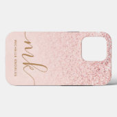 Trendy Rose Gold Glitzer Extravagante Initialen un Case-Mate iPhone Hülle (Rückseite (Horizontal))