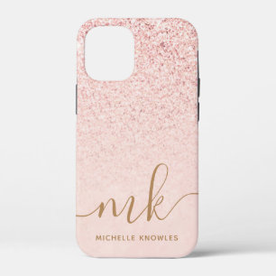 Trendy Rose Gold Glitzer Extravagante Initialen un Case-Mate iPhone Hülle