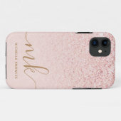 Trendy Rose Gold Glitzer Extravagante Initialen un Case-Mate iPhone Hülle (Rückseite (Horizontal))