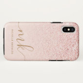 Trendy Rose Gold Glitzer Extravagante Initialen un Case-Mate iPhone Hülle (Rückseite (Horizontal))