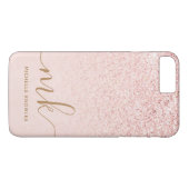 Trendy Rose Gold Glitzer Extravagante Initialen un Case-Mate iPhone Hülle (Rückseite (Horizontal))