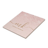 Trendy Rose Gold Glitzer Extravagante Initialen un Fliese (Seite)