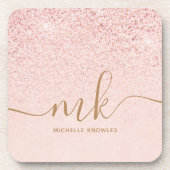 Trendy Rose Gold Glitzer Extravagante Initialen un Getränkeuntersetzer (Vorderseite)