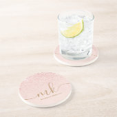 Trendy Rose Gold Glitzer Extravagante Initialen un Getränkeuntersetzer (Seite)