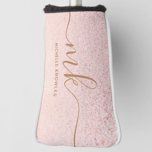 Trendy Rose Gold Glitzer Extravagante Initialen un Golf Headcover (Rotieren 90)