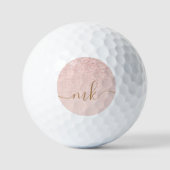 Trendy Rose Gold Glitzer Extravagante Initialen un Golfball (Vorderseite)