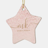 Trendy Rose Gold Glitzer Extravagante Initialen un Keramik Ornament (Links)