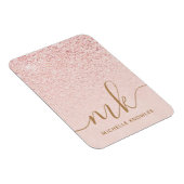 Trendy Rose Gold Glitzer Extravagante Initialen un Magnet (Rechte Seite)