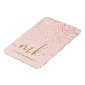 Trendy Rose Gold Glitzer Extravagante Initialen un Magnet (Linke Seite)