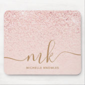 Trendy Rose Gold Glitzer Extravagante Initialen un Mousepad (Vorne)