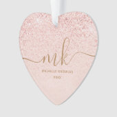 Trendy Rose Gold Glitzer Extravagante Initialen un Ornament (Vorderseite)