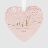 Trendy Rose Gold Glitzer Extravagante Initialen un Ornament (Vorderseite)