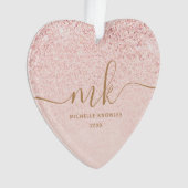 Trendy Rose Gold Glitzer Extravagante Initialen un Ornament (Vorderseite)
