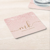 Trendy Rose Gold Glitzer Extravagante Initialen un Rechteckiger Pappuntersetzer (angewinkelt)