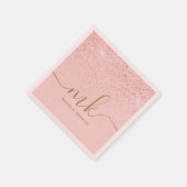 Trendy Rose Gold Glitzer Extravagante Initialen un Serviette (Ecke)