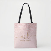 Trendy Rose Gold Glitzer Extravagante Initialen un Tasche (Vorderseite)